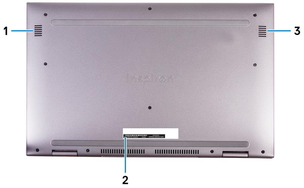 6 Microfoon rechts Biedt digitale geluidsuitvoer voor audio-opnamen en spraakoproepen. Onderzijde 1 Linkerluidspreker Biedt audio-output.