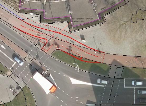 aparte linksaffer voor fietsers.