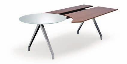 A Le piétement filigrane avec équilibrage de la hauteur confère à la table un look inimitable. Het ranke onderstel met hoogteverstelling geeft de tafel een karakteristiek uiterlijk. TABLE.