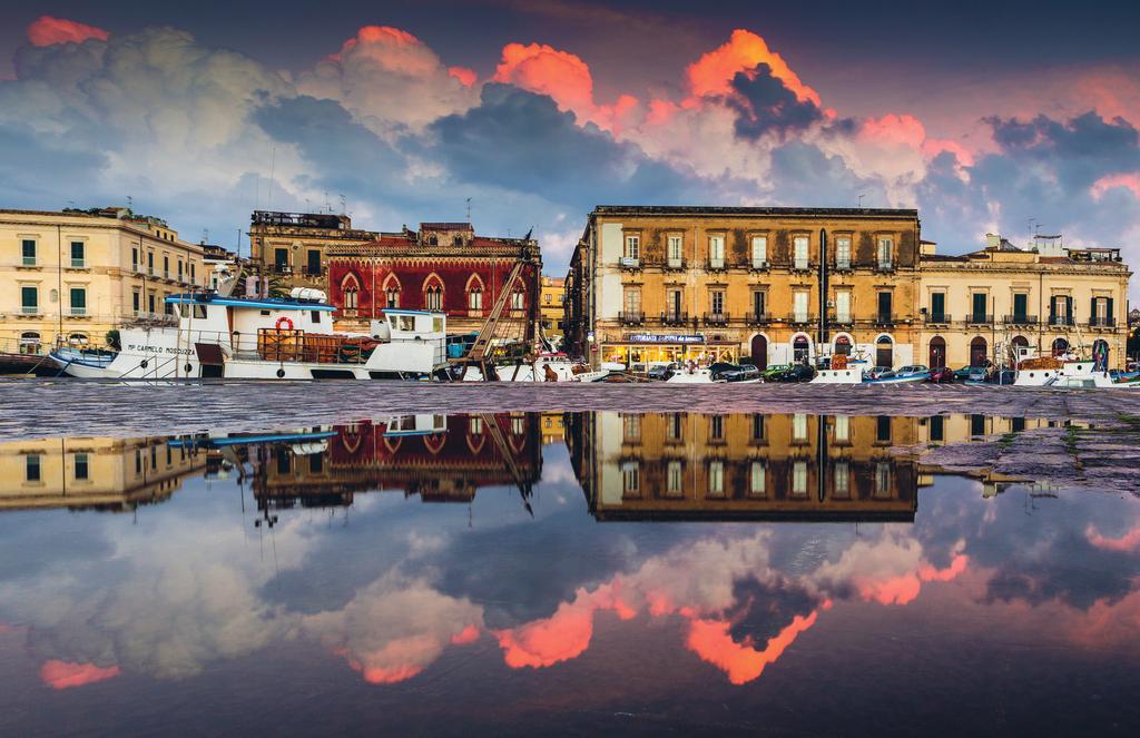 Haven na regenbui, Syracuse, Italië