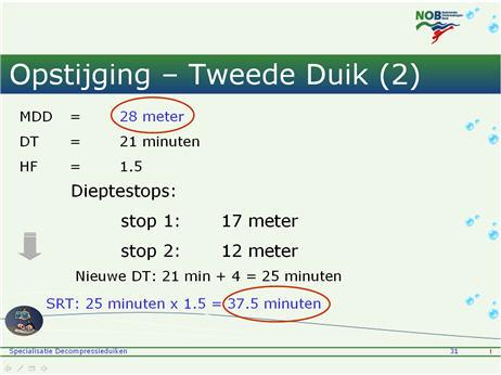 Slide 31. Opstijging - Tweede Duik (2) (Animaties: Een pijl gaat lopen van DT naar SRT.