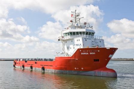 , Hong Kong, in beheer bij OSM Ship Management Pte. Ltd., Singapore en Chellsea Pte. Ltd., Singapore, roepsein VRIU6, 20-8-2011 te Esbjerg overgedragen en herdoopt DURGA DEVI.