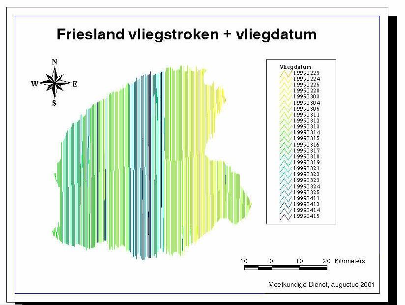 Figuur 5: overzicht van vliegstroken en vliegdata voor project Friesland. 5.2. Resultaten 5.2.1.