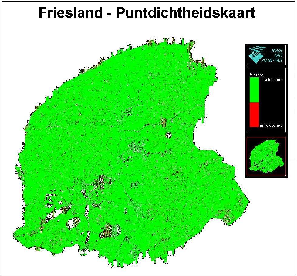 Kwaliteitsdocument LaserAltimetrie oktober 2001 Figuur 7: Puntdichtheidskaart van proectgebied Friesland. 5.2.3.