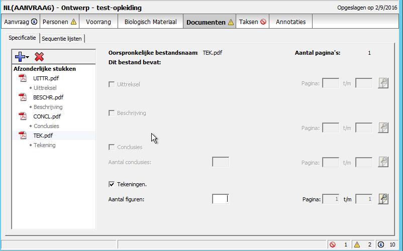 Totaaloverzicht van toegevoegde documenten Nadat u de documenten heeft toegevoegd, kunt