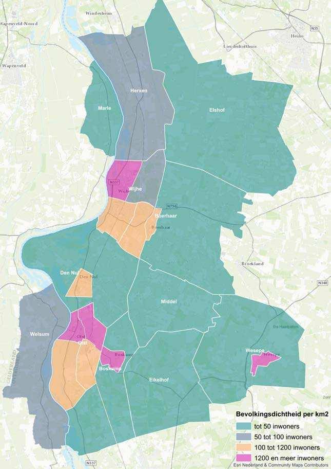 Leefomgeving I Oppervlakte Bevolkingsdichtheid in op 1 januari 216 Woningdichtheid in per wijk en buurt op 1 januari 216 Aantal Woningen Wijken/buurten Oppervlakte (ha) woningen per km2 Olst