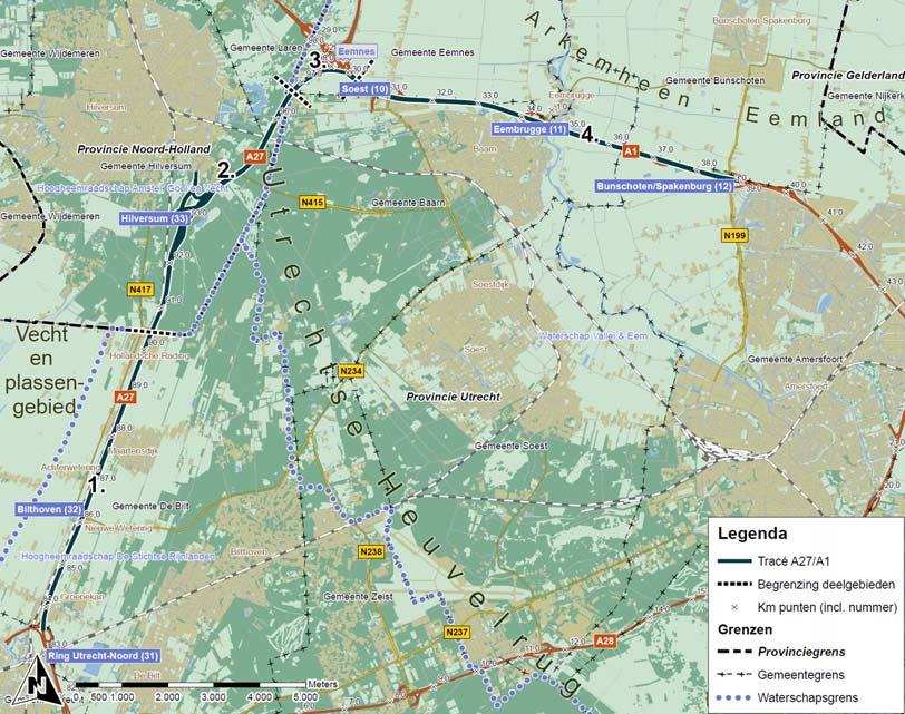 Hoofdstuk 2 Studiegebied en omgeving C. Onderzoekstraject A27/A1 C.1 Algemeen Afbeelding 1 geeft het onderzoekstraject voor de A27/A1 weer.