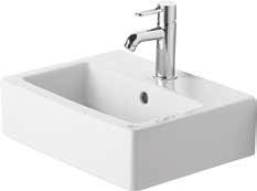 Duravit Vero handwasbakje met overloop en met kraangat Technische fiche art. 34032350 kleur wit afmetingen 450x350mm artikelcode leverancier 704450000 Sax Sanitair nv Autostradeweg 3 9090 Melle Tel.