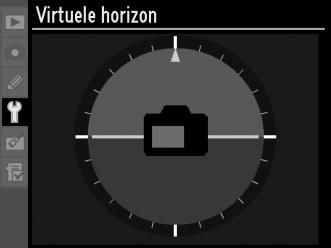 Virtuele horizon G-knop B setup-menu Geef een virtuele horizon weer op basis van de informatie van de sensor voor cameraoriëntatie.