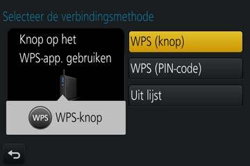 Wi-Fi Verbinding maken via een draadloos toegangspunt ([Via netwerk]) Selecteer een verbindingsmethode met het draadloze toegangspunt.
