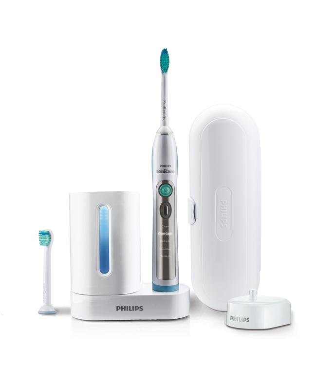 Pre-salesfolder voor Nederland () Philips FlexCare+ Sonische, elektrische tandenborstel 5 poetsstanden 2 opzetborstels UV-opzetborstelreiniger HX6972/10 Complete tandvleesverzorging Tandenborstel