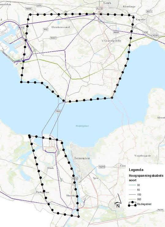 De twee nieuw gecreëerde circuits worden vervolgens ten noorden van de Westerschelde met een nieuwe 150 kv-kabelverbinding (bestaande uit twee circuits) aangesloten op 150 kv-station Goes de Poel.