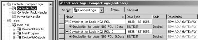 6 I 0 Configuratie en inbedrijfstelling op de veldbus DeviceNet Configuratie van de plc en de master (DeviceNet-scanner) Nadat de veldbusgateway UFF41B opgenomen is in de "scanlist", moet via "Edit