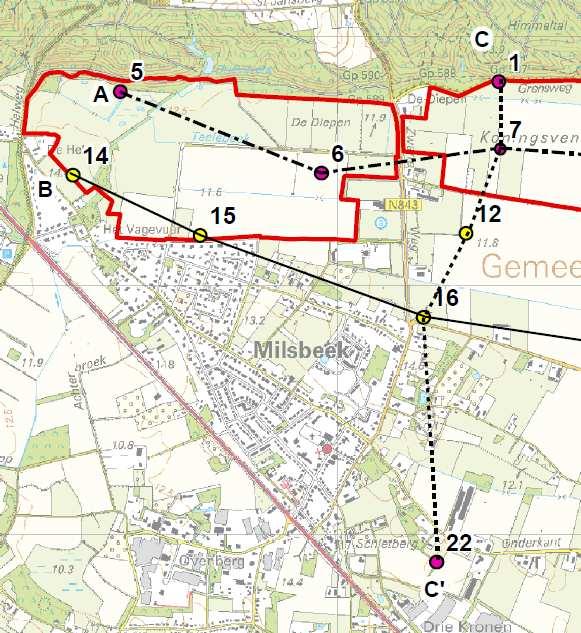 Figuur 4. Peilbuizen opgenomen in het monitoringplan rondom De Diepen.