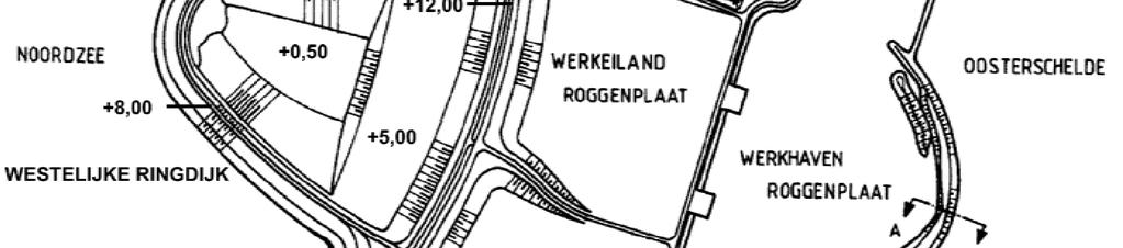 Roggeplaat De Ringdijk rondom de Roggeplaat heeft een kruinhoogte van NAP +8 m (Afbeelding I.6). In de derde toetsronde is uitgegaan van een bezweken Ringdijk.