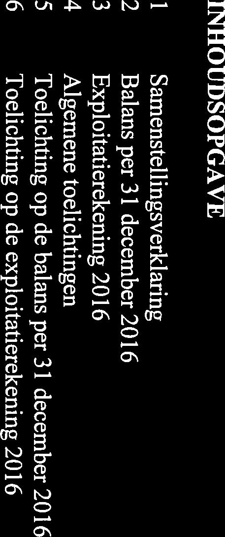 INHOUDSOPGAVE 1 $amenstellingsverklaring 2 2 Balans per 31 december 2016 3 3 Exploitatierekening 2016 4 4