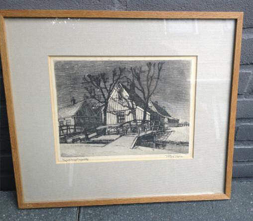 00 Oud huis met rolbrug, Assendelft 15 x 20 cm Van Gerlofke van Zutphen uit Joure