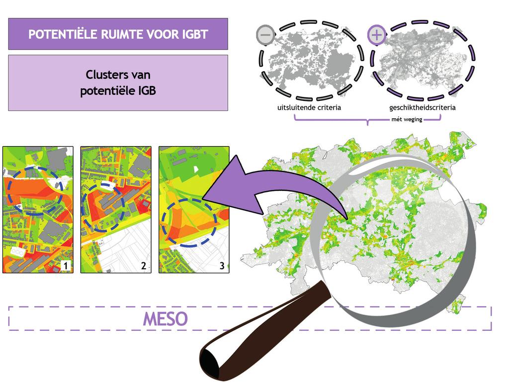 Meso Op mesoschaal wordt vervolgens gezocht naar clusters van potentiële locaties voor intergemeentelijke bedrijventerreinen.