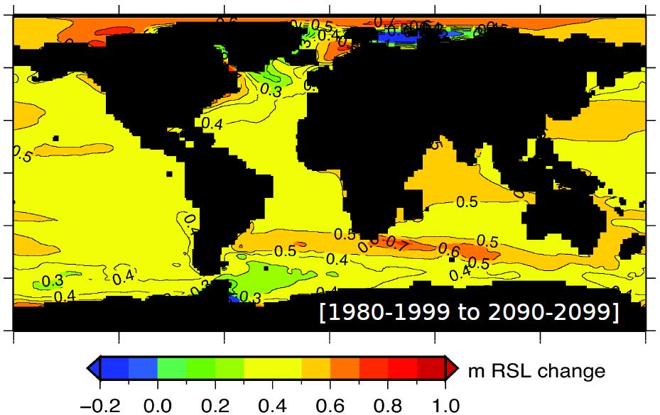 regionale projectie (1990-2100) global mean: 0.