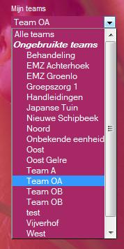 Rooster is realisatie: Diensten configureren Team selecteren Selecteer