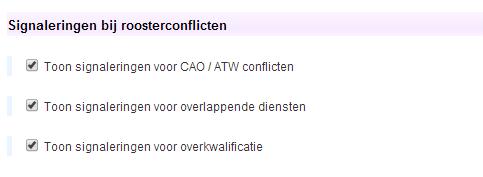 Signaleringen in- of uitschakelen Het is mogelijk om per dienst, drie typen signaleringen in- of uit te schakelen.