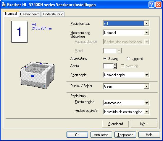 3. Driver en software Functies in de printerdriver (alleen voor Windows ) Raadpleeg Gasthuisstraat de on line 21 Help 2440 in geel de printerdriver voor meer informatie hierover.