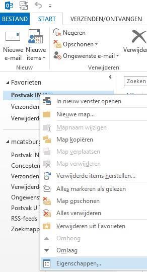 Het maken van mappen Als eerst passen we de eigenschappen van het Postvak IN aan. Nu worden alleen de ongelezen e- mails weergegeven.