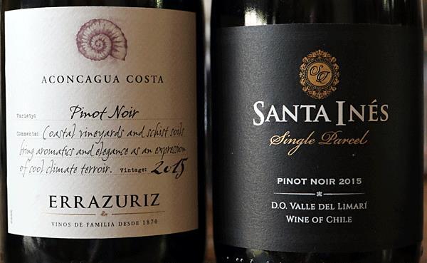 Rode wijnen: ****- Pinot Noir Aconcagua Costa 2015, Errázuriz 100% pinot noir van 7 en 11 jaar oude stokken uit de Manzanar wijngaard in de DO Aconcagua Costa, op 12 km van de oceaan.