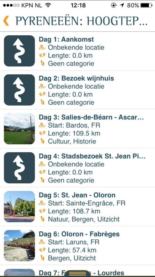 Hoe ziet de camperroute eruit in de app?