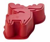 Bevat: bakvormpjes in de vorm van een beer (0,3 L) en een wolf (0,2 L). Siliconen. Dier, rood. 003.636.