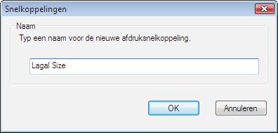 6. Klik op de knop Opslaan als. 7. Geef een naam op voor de snelkoppeling en klik vervolgens op de knop OK. 8. Klik op de knop OK om het dialoogvenster Documenteigenschappen te sluiten.