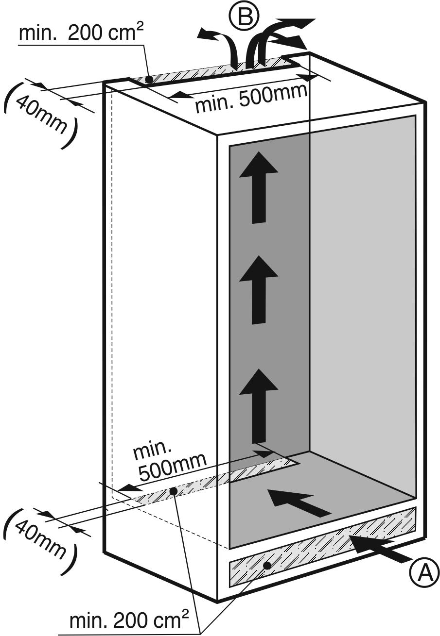 Be- en ontluchting in het keukenmeubel 7 Be- en ontluchting in het keukenmeubel 8 Draairichting deur veranderen LET OP Beschadigingsgevaar voor Side-by-Side modellen door condenswater!