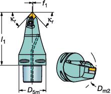 MULT-TASK MACNNG Coromant Capto cutting units CoroTurn RC rigid clamp model DCMNN ntreedhoek: κ r 50 (95 ) nstelhoek: -5 Koelmiddel inlaat: axiaal via het midden Neutrale uitvoering Afmetingen,