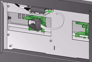 5. Sluit de printerkabel van de printerhouder aan op de rechterkant van de printplaat van de printer.