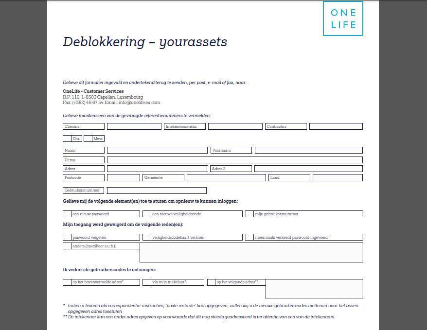 VOOR de transitie naar het nieuwe loginsysteem Gebruik het deblokkeringsformulier Er zal u een nieuw paswoord worden toegestuurd via de post Als u de volgende keer inlogt, zult u worden