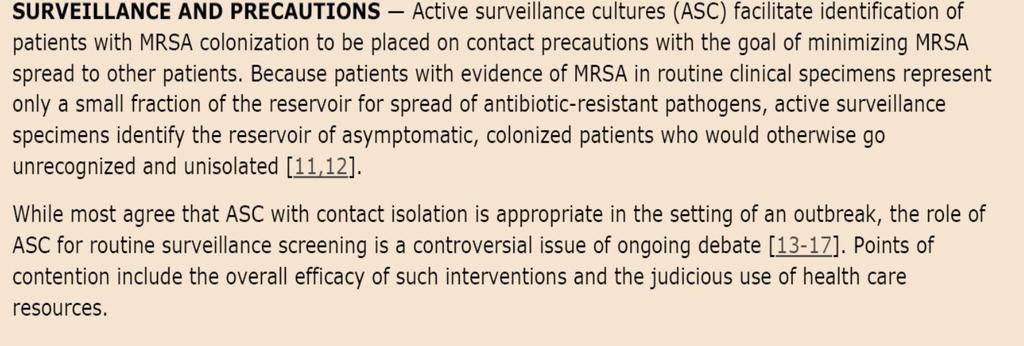 MRSA individuele screening Cultuur & isolatie bij