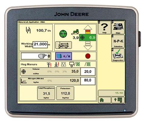 En om het nog gemakkelijker te maken, is documentatie mogelijk met GreenStar 2630-display. Afgiftemeter Mestsensor + km/u km/u N, P, K, NH 4, droge stof, volume 2.