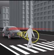 Andere voertuigen worden gedetect eerd, maar ook voortijdige detectie van voetgangers is mogelijk.