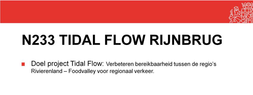 Jacqueline Verbeek-Nijhof: Het project Tidal Flow Rijnbrug bestaat uit meerdere deelprojecten die hierna (technisch) besproken zullen worden. Maar voor nu wil ik me richten op de Rijnbrug.