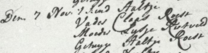 27-10-1776: Den 27 Octob[er] 't kind Cornelis Vader Claas Roest