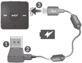 De batterij opladen 1 Sluit een uiteinde van de USB-kabel aan op de lader (of in de USB-poort van een computer).