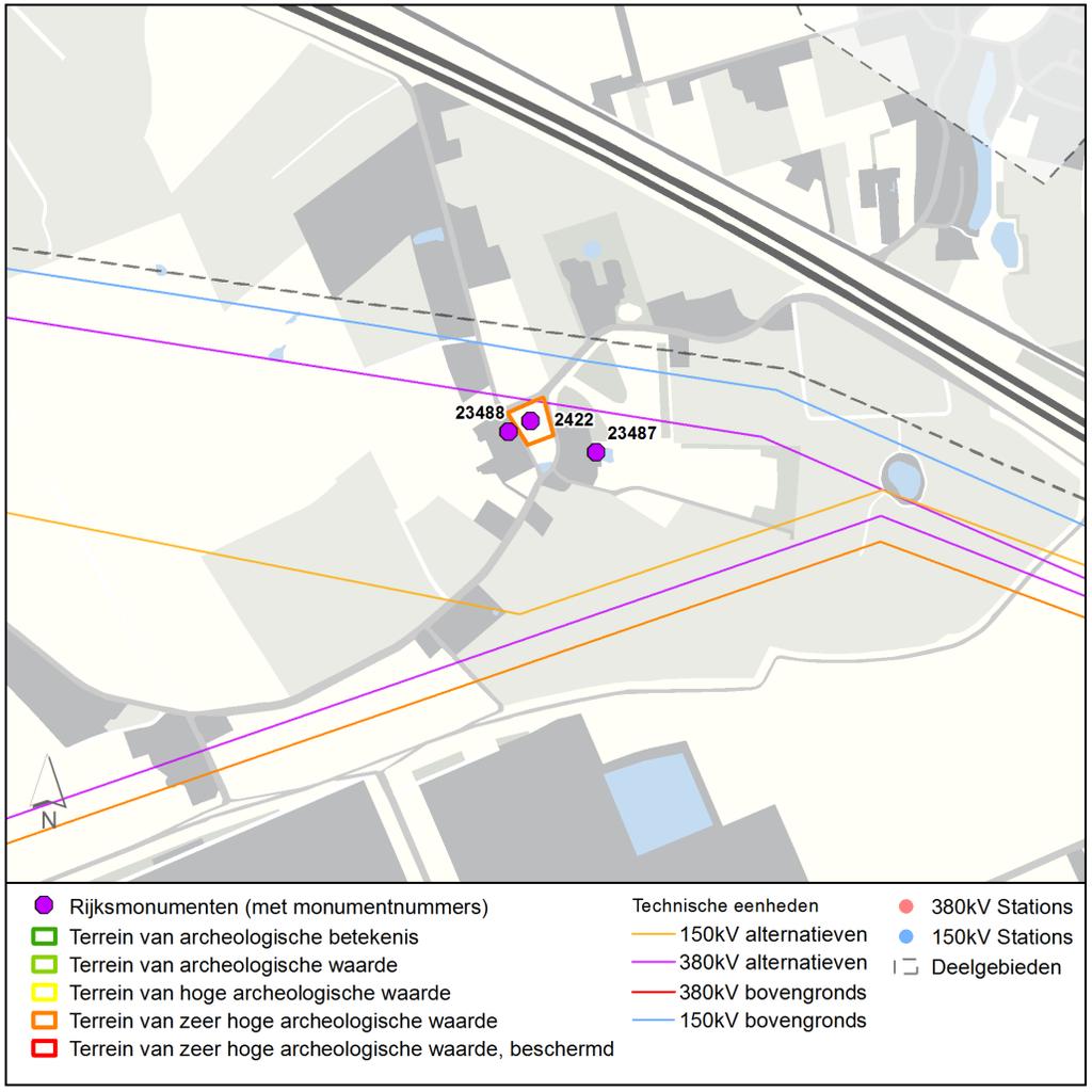 Kenmerk R003-1237524REV-ibs-V08-NL Alternatief C380n it alternatief loopt over de noordkant van het terrein 2422 (zie afbeelding 6.4), dat een zeer hoge archeologische waarde kent.