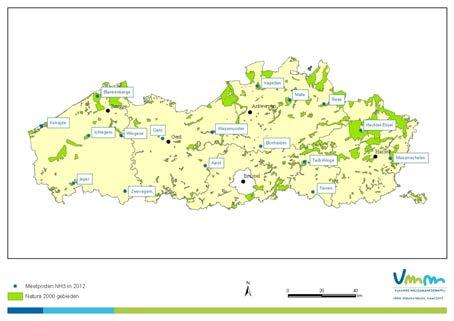 Figuur 9: Meetplaatsen voor NH 3 -bemonstering met vermelding van de Natura 2000-gebieden 4.2.3 Hoe gebeurt de monsterneming De monsterneming maakt gebruik van passieve samplers als meetmethodiek.