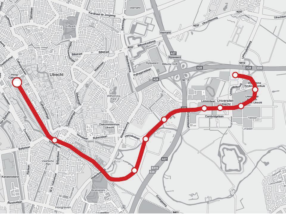 Tram Utrecht Soort project: Nieuwe lijn Geplande opleverdatum: 2012 Project fase: