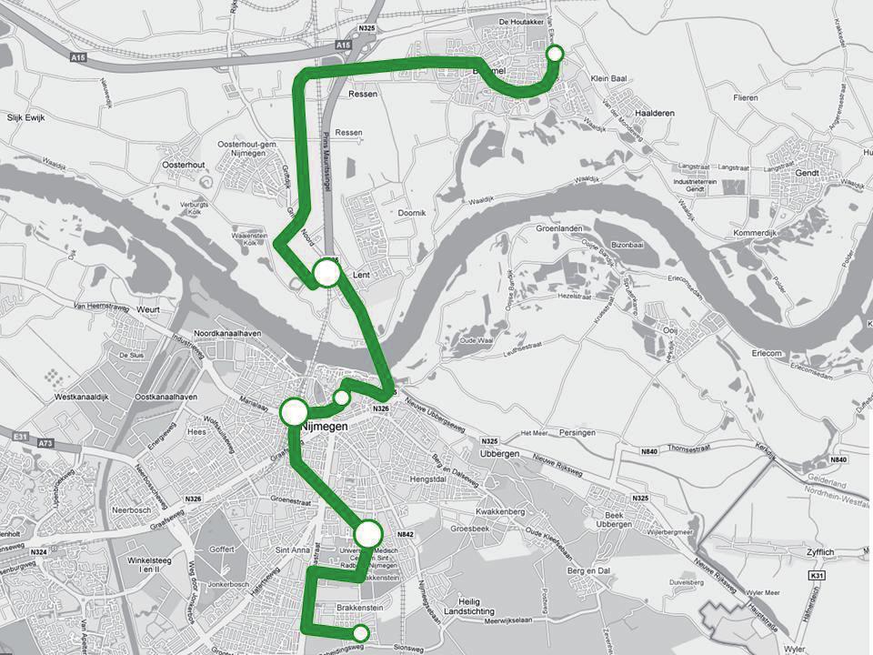 HOV as, Arnhem-Nijmegen Soort project: Nieuwe lijn Opleverdatum 2015 Project fase: Verkenning Kostenraming: