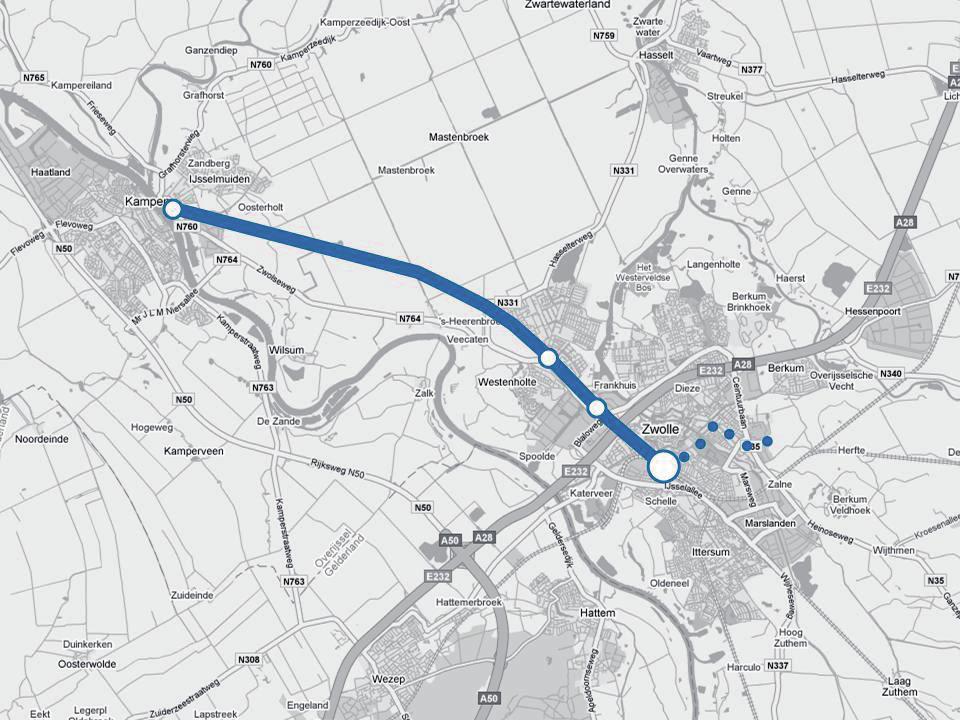 Lightrail Zwolle-Kampen Soort project: Vertramming bestaand spoor + doortrekking Opleverdatum: 2012 Project fase: Ontwerp