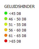 De geluidshinder wordt uitgedrukt in decibel (db).