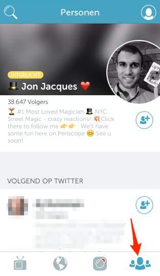 Je krijgt dan een overzicht van je Twi:er volgers die op Periscope zi:en (als je je Twi:eraccount hebt