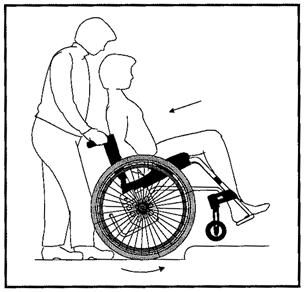 ) * Rijd achterwaarts naar de drempel toe. * uig naar voren in uw rolstoel en rijd voorzichtig achterwaarts de drempel af. ij deze techniek is de kans om achterover te vallen erg groot!