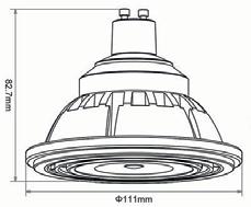 Het lichtbeeld en de lichtopbrengst is vergelijkbaar met een 75W hoogvolt halogeen ES111 lichtbron. Dimbaar met fase afsnijdimmers.